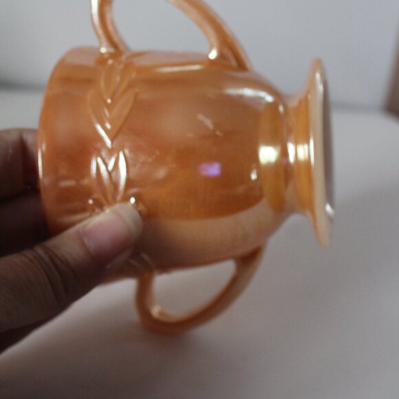 Vintage Fire King Peach Lustre Creamer & Sugar Bowl - Picture 7 of 8